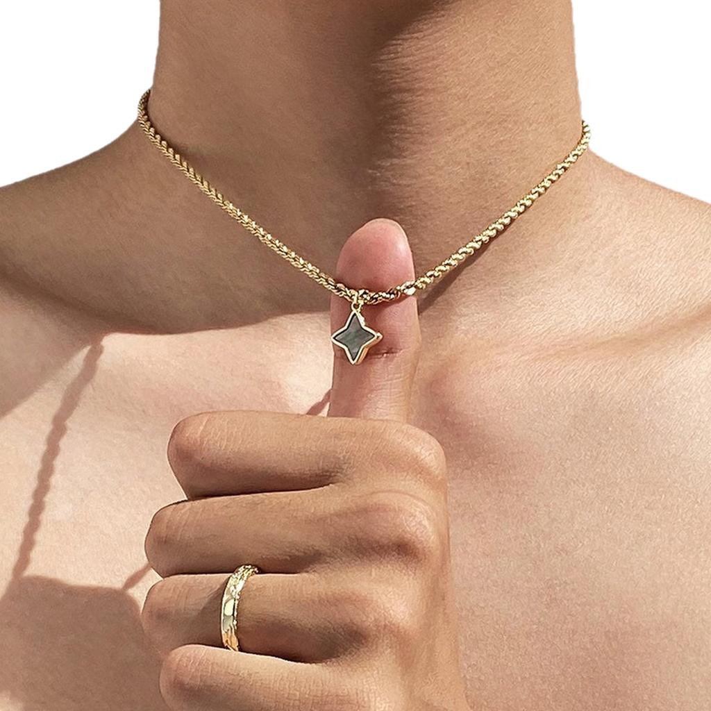 Golden Lucky Star Pendant Necklace, Simple INS Style Unisex Accessory, Perfect Gift for Casual Wear, High-quality Craftsmanship Fashion Accessory