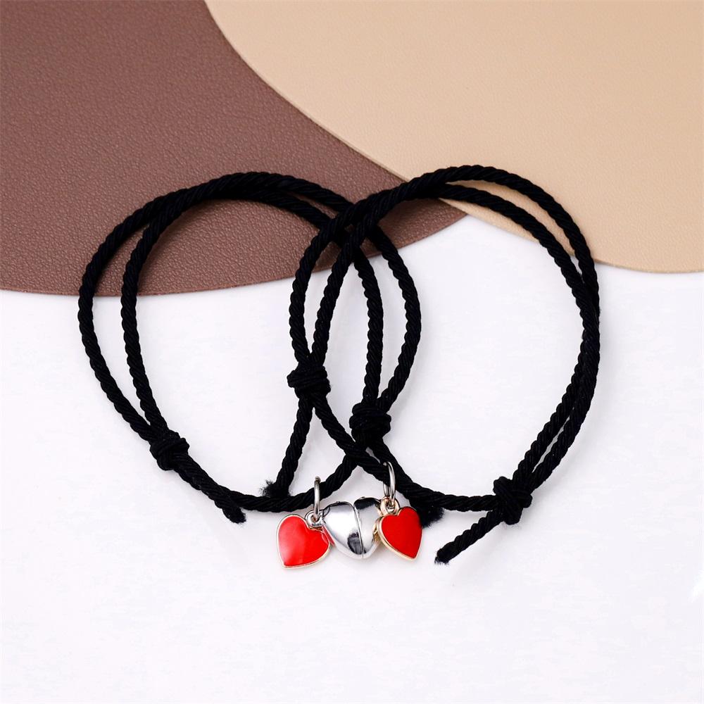 Band Couple Bracelet Magnet Paired Rubber for Lovers Distance Bracelet Women Men Braided String Bracelet Friendship Jewelry Gift
