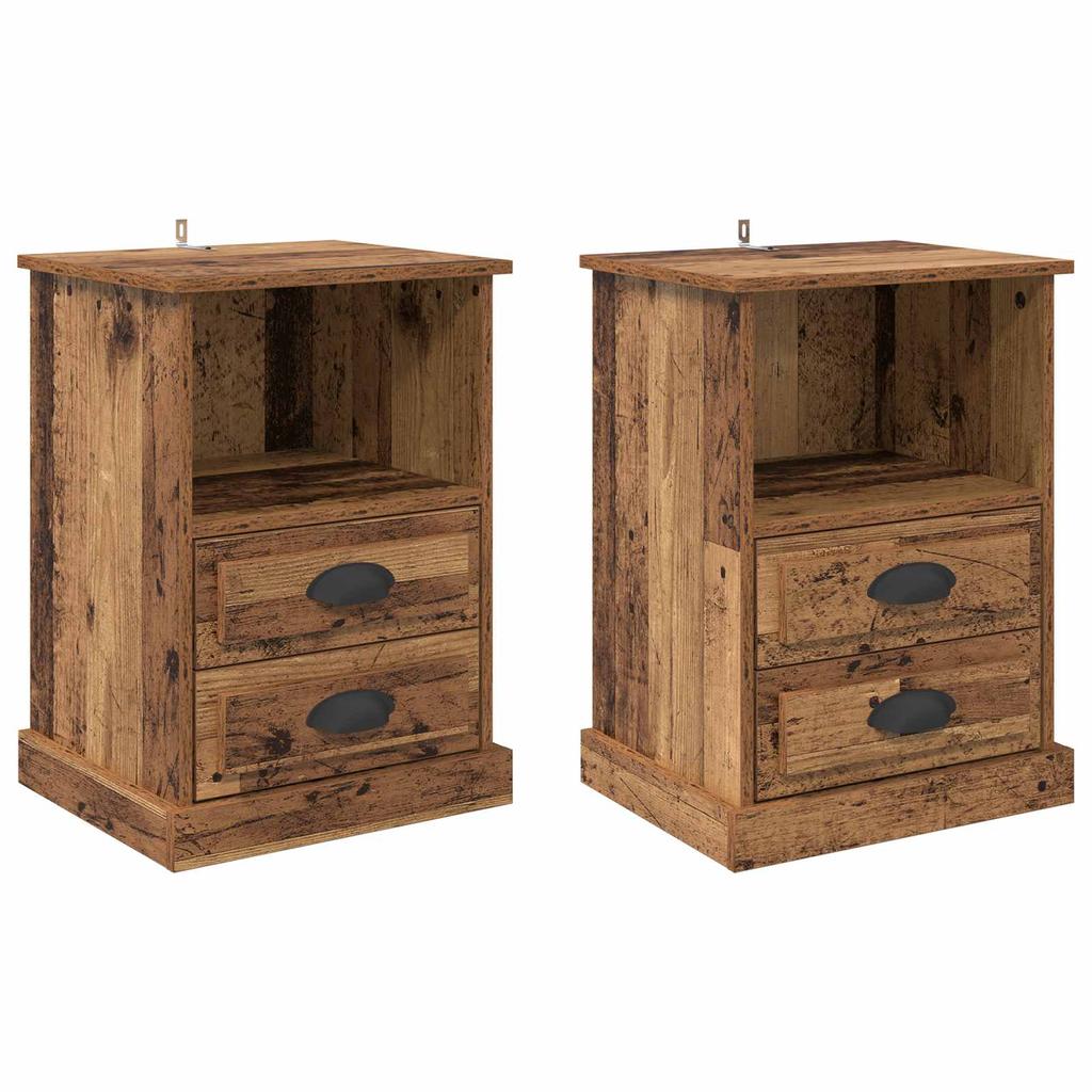 Nightstand Set of 2 Reclaimed Wood Look 36 x 43 x 60 cm Engineered Wood
