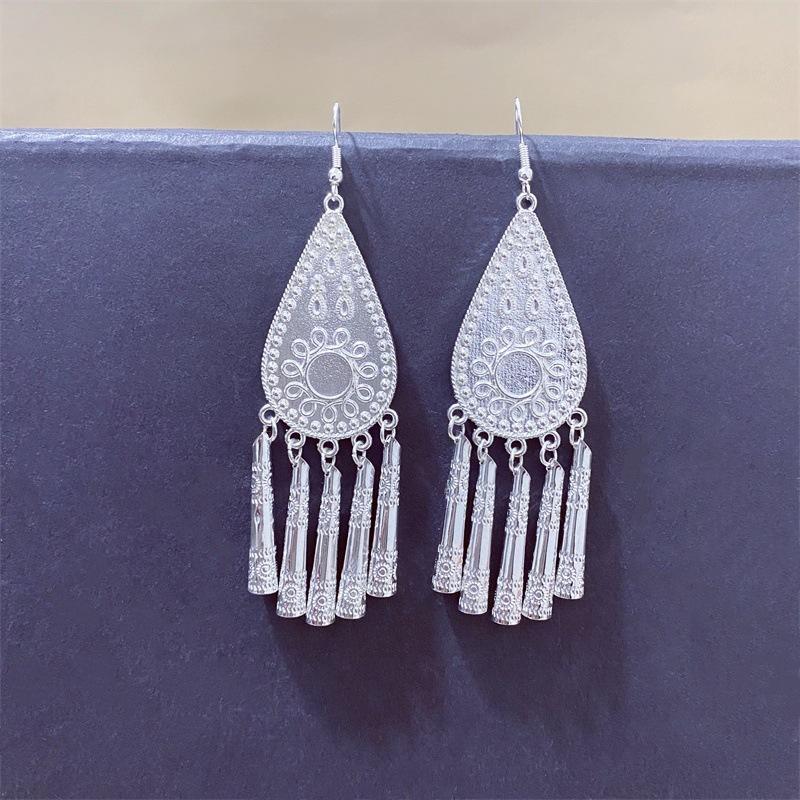 Ethnic style earrings Alloy silver-plated Miao ethnic minority Dong Yi earrings Earrings