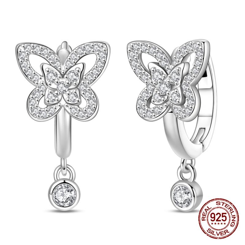 New Original S925 Silver Lucky Four-Leaf Clover French Women's Earrings Fashion Party Anniversary Jewelry Gift