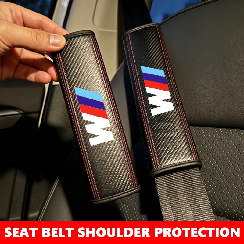 SHEJ3 Car Seat Safety Belt Shoulder Breathable Protection Padding Pad For BMW M Performance Alpina M3 M5 M6 X1 X3 X4 X5 G20