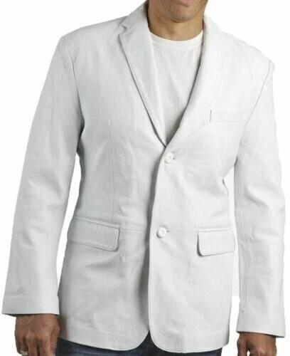 

Handmade Leather New Slim Fit Blazer Two Button White Stylish Blazer Men s S