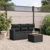 Vidaxl 4-Cz. Set da Salotto per Giardino, Cuscini, Rattan Nero PE