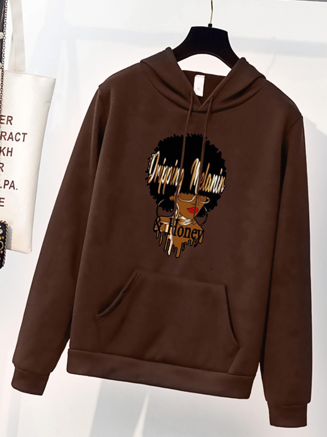 

Европейский и американский женский свитер с плюшевым воротником и принтом в виде мультфильмов на весну/осень XL кофейный