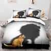 Cat Duvet Cover Set for Girls Boys Teens Cute Animal Pattern 3D Bedding Set 3 Piece Queen/Full/King/Twin Size Grey Quilt Cover