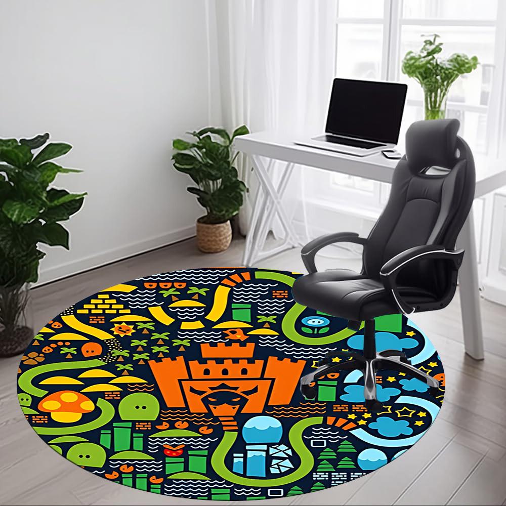 1 runder Teppich „Fantasy World“ für Büro und Wohnbereich, geeignet als Fußmatte für den Innenbereich, unter Bürostühlen, im Schlafzimmer, Wohnzimmer oder als Raumdekoration.