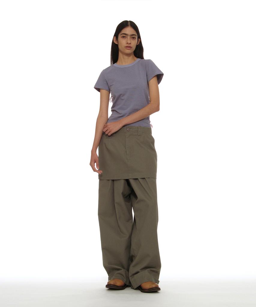 PARTIMENTO WOMEN Detachable Layered Chino Skirt Pants_Warm Gray