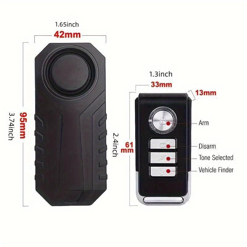 Mountain Bike High Sensitive Sensing Waterproof Burglar Alarm Remote Control Wireless High Decibel Vibration Alarm