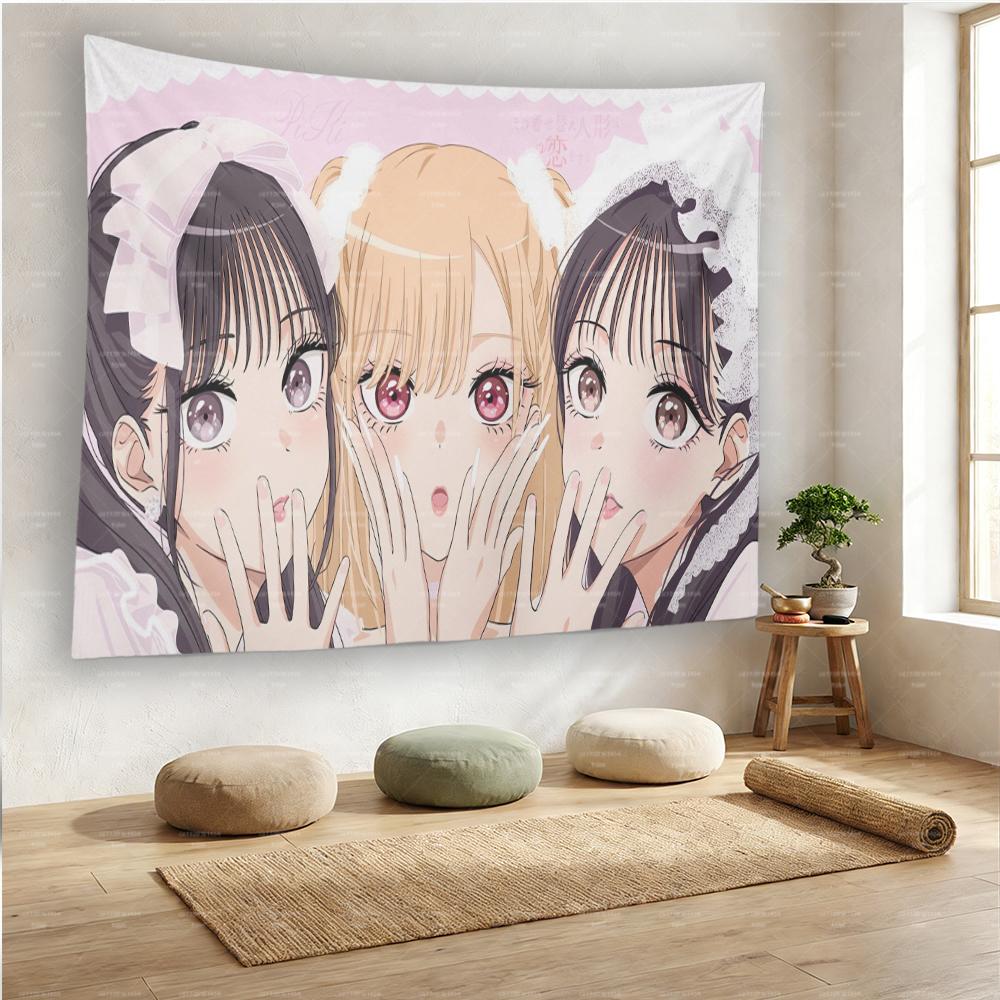 Anime Cute My DDressUp  Wall Tapestry Hippie Flower Art Wall Hanging for Dorm Bedroom Decor