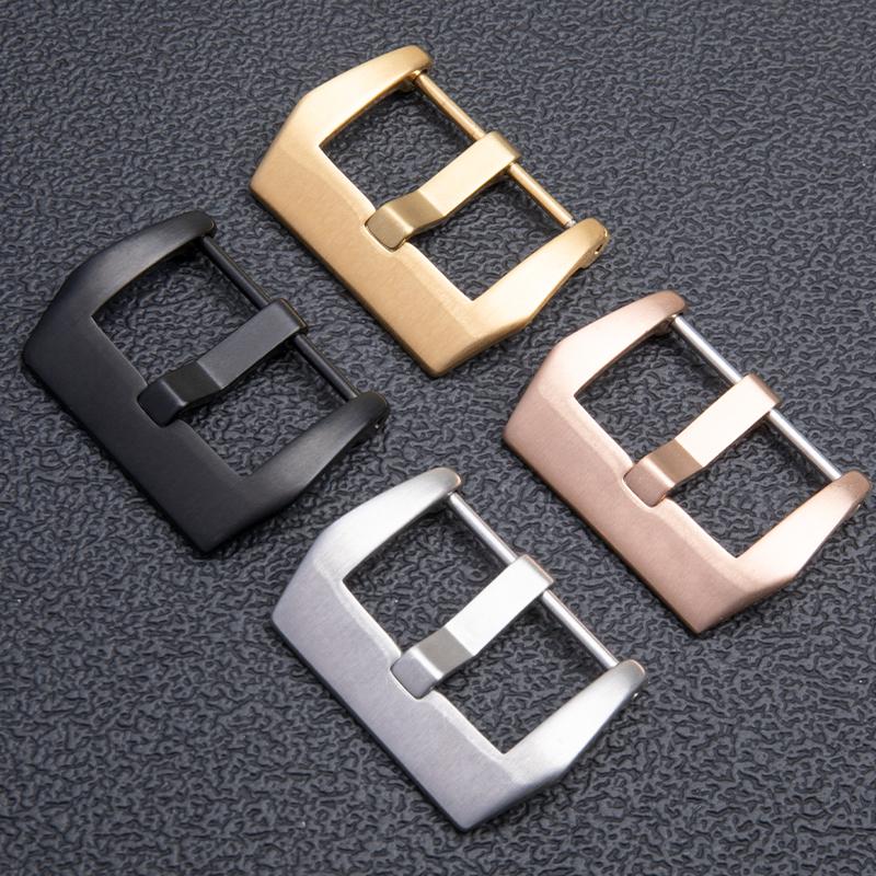 Stainless Steel Pin Tang Buckle Rubber Leather Watchband 18mm 20mm 22mm 24mm 26mm For Panerai Wristband Screw Clasp Accessories