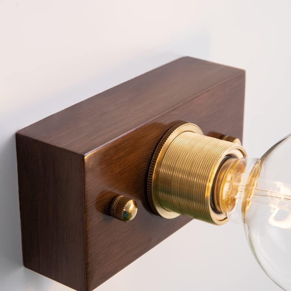 Chende Brass and Wood Retro Wall Light, Stylish Brass and Wood Finish, Single Light, Wall Lamp, E26 Gold, Modern, Indirect Lighting, Installation