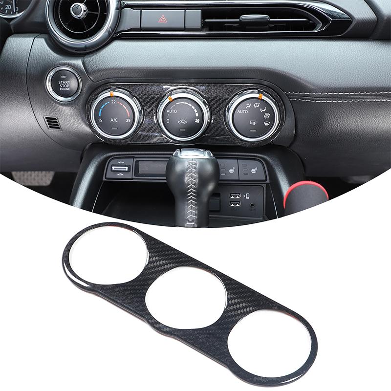 For Mazda MX-5 MX5 2016-2023 Real Carbon Fiber Car Center Console Air Conditioner Adjuster Panel Frame Trim Sticker Accessories