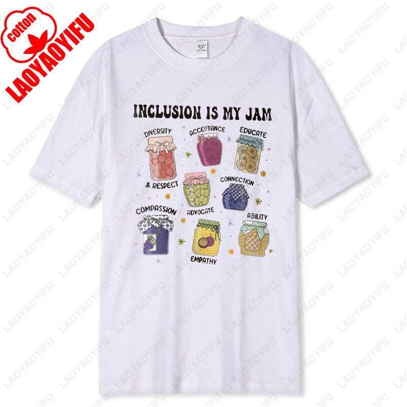 Inclusion Is My Jam Autism Awareness Tshirt Designs Neurodiversity Apparel Lovely Cotton Tees Men Women Classics Aesthetic Tops S