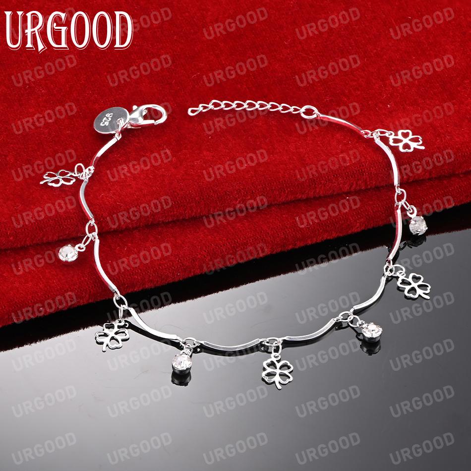 925 Sterling Silver AAA Zircon Clover Bracele Fashionable Wedding Jewelry