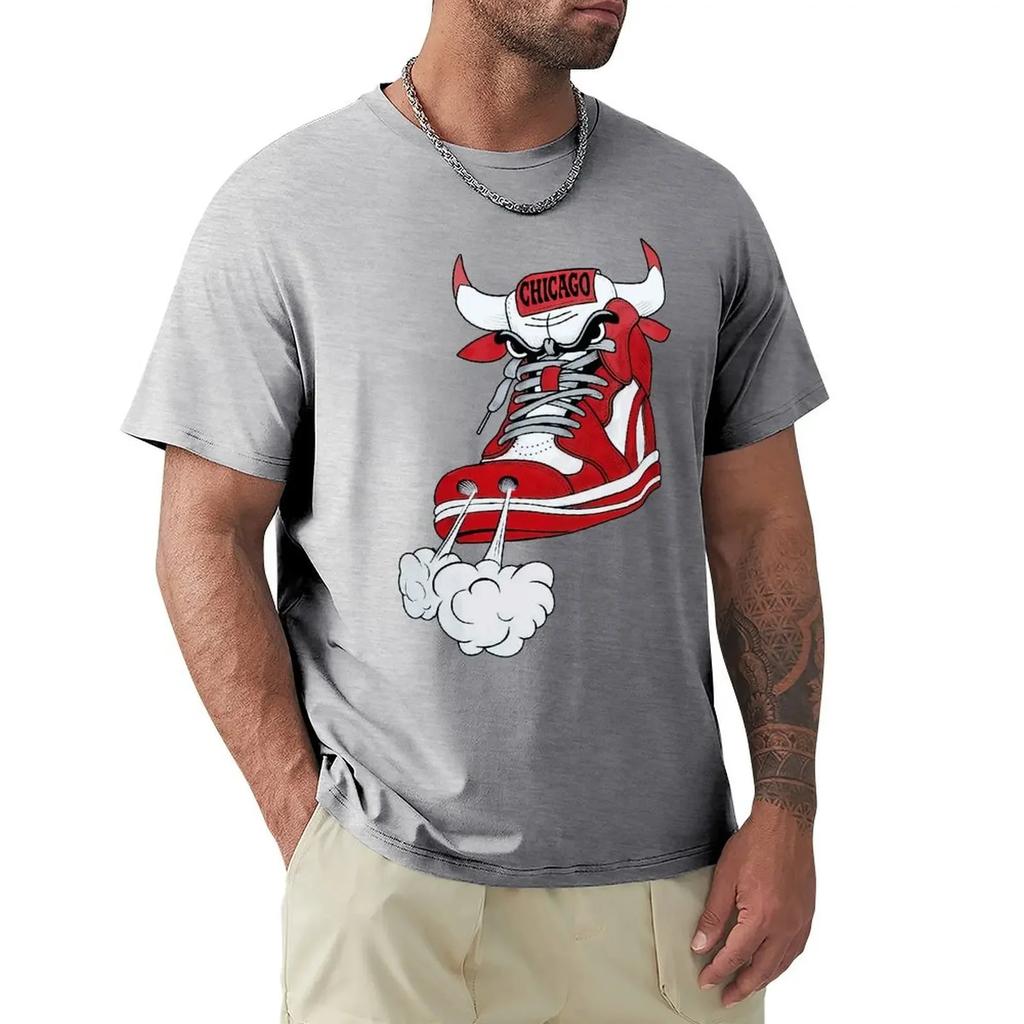 Chicago Shoe Bull Rosso Bianco Hip Hop T-shirt Lunga Harajuku T-shirt a Manica Corta T-shirt Grafica Top
