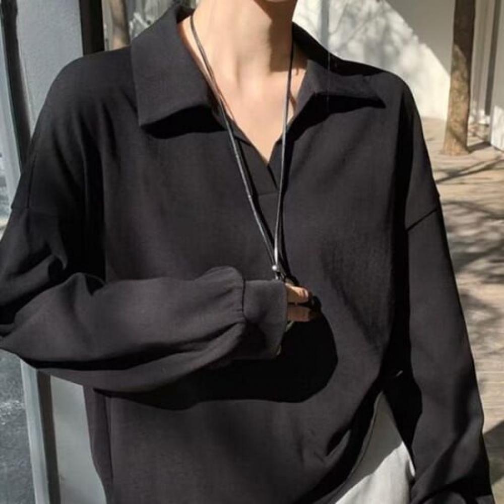 Navava Loose Fit Collar Long Sleeve Sweatshirt Nt3208