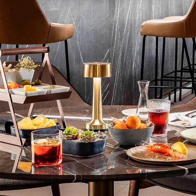 Portable LED Table Lamp, 3-Levels Brightness Metal Desk Lamp 3 Color Touch Control Rechargeable Night Light USB Outlet Extender Lamp Bedside Lamp