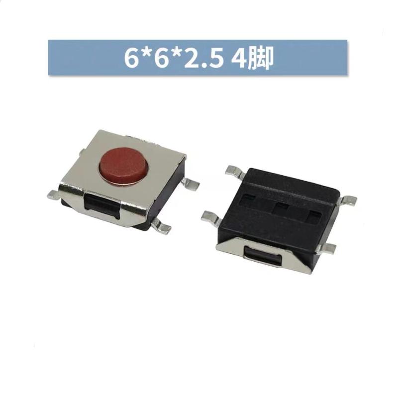 20PCS/LOT 6*6*2.5mm 3.1mm 3.4mm 5mm SMD Switch 4 / 5 Pin feet Touch Micro Switch Push Button Switches Red 6X6 Tact Switch
