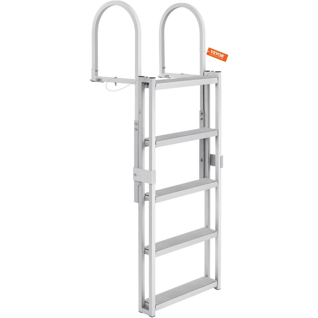 Aluminum Dock Ladder Boat Dock Ladder 66.9-78.9in Height Adjustable 5 Step