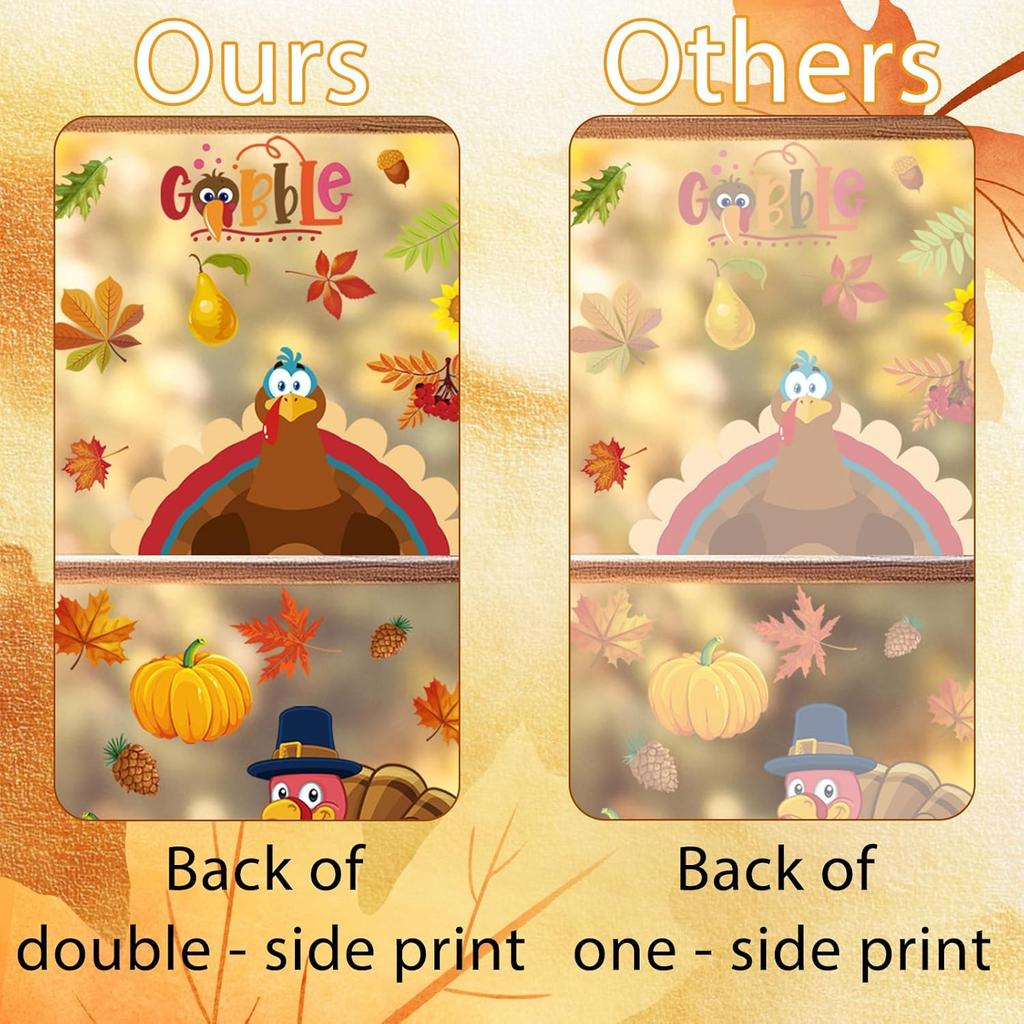 143 Pcs Thanksgiving Window Clings for Glass Windows Fall Window Stickers Seasonal Turkey Pumpkin Maple Leaf Decals Decorations for Thanksgiving