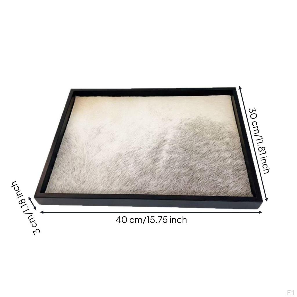 Metal Tray with Horsehair Textured Rectangular Elegant for Coffee Table, Vanity, Entryway