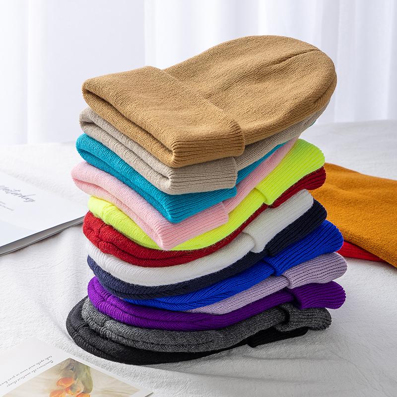 New Unisex Multicolor Autumn & Winter Beanie Hat Men Women Basic Daily Beanie Soft Knitted Hat All-match Streetwear Cap