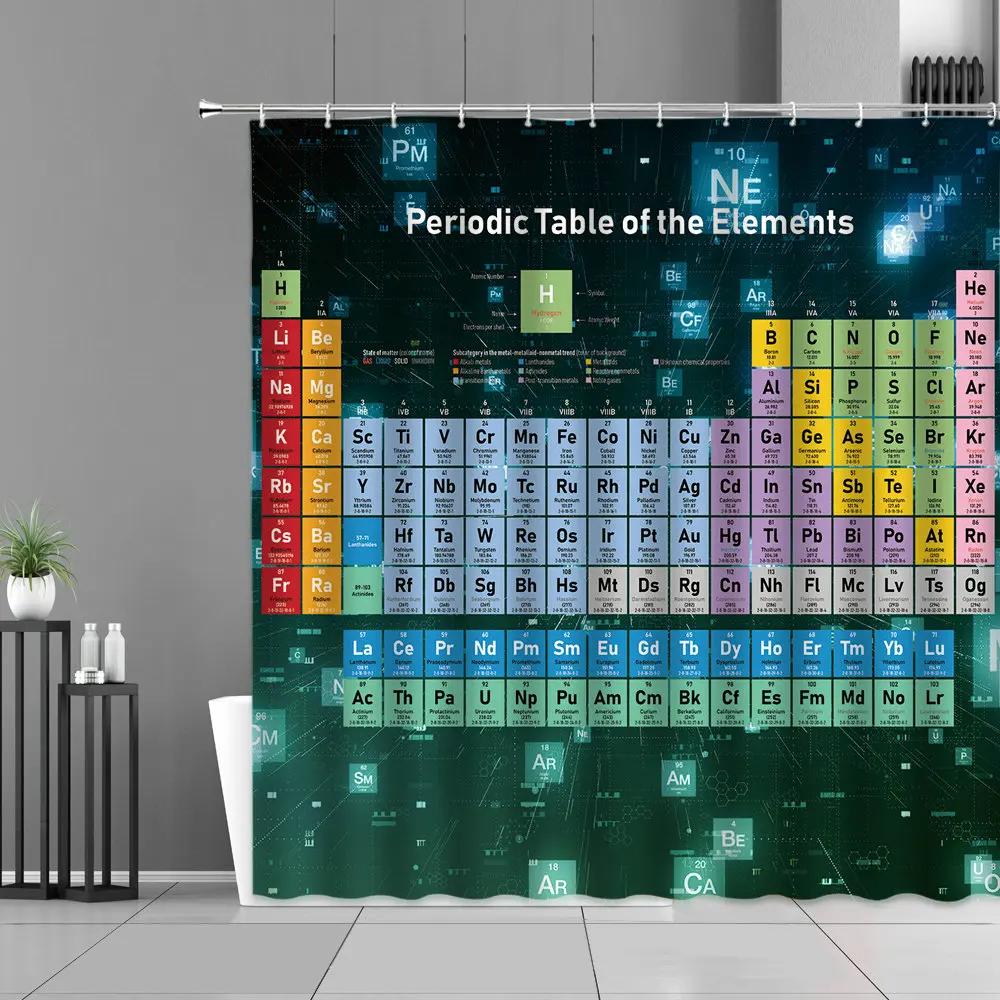 

Child Room Shower Curtain Colorful Chemical Periodic Table Of Elements Waterproof Polyester Bathroom Curtains Bathtub Screen W60H190(CM)-1 Pcs