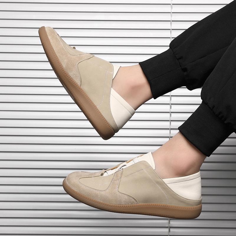 Classic retro simple wind and moral training shoes lightweight low-top two-layer casual shoes leather board shoes