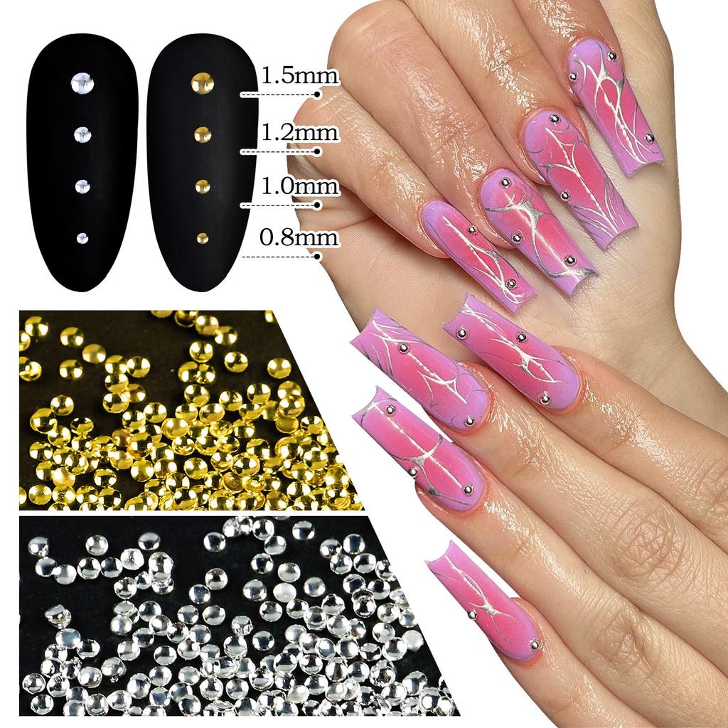 Nail Art Jewelry Mini Small Rice Grains Metal Rivets Nail Art Hollow Nest Nails Star And Moon Jewelry 1000 Pieces