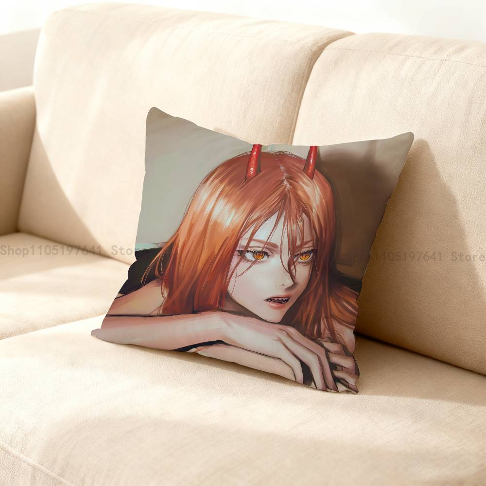 Anime P-Power Cat Pillow Case For Sofa Decor Car Office Room Printing Cushion Cover Decorations And Protector