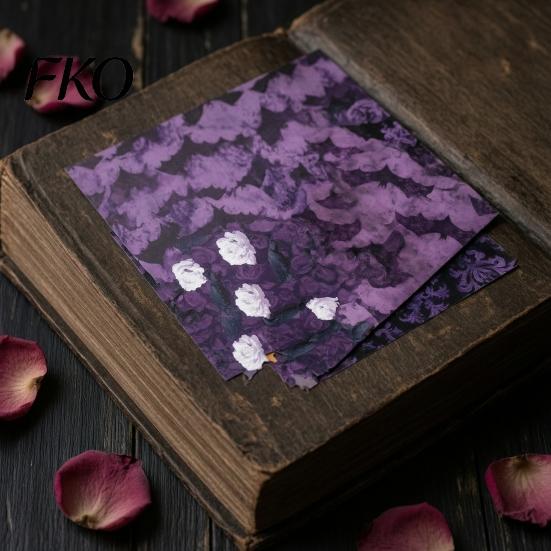 Classic Halloween Craft Paper 12 Sheets Purple Gothic Scrapbook Paper, Double Sided Decorative Dense Pattern for Card Making, Origami, DIY Projects,