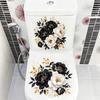 Waterproof Floral Toilet Decals Easy Clean Self Adhesive Fresh Floral Print Stickers for Home Bathroom Refresh Decor
