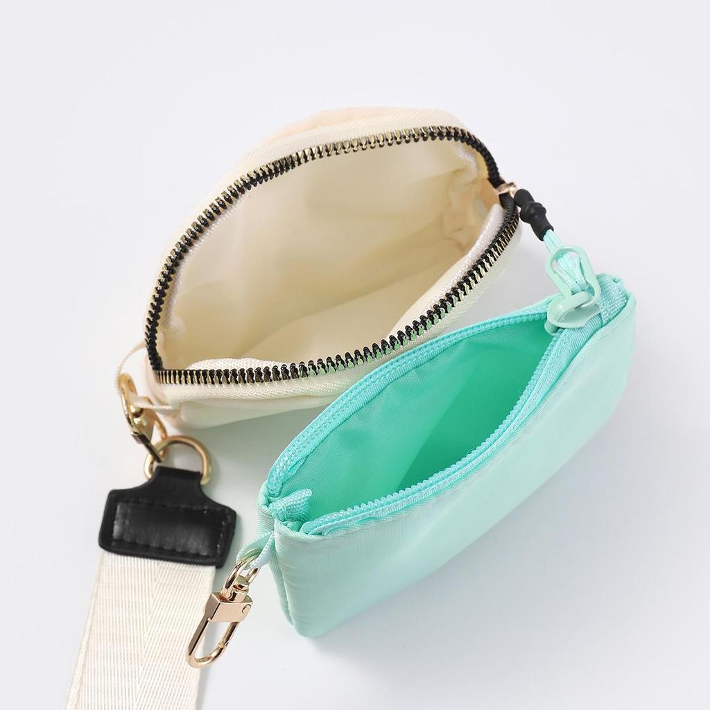 LULU Color Block Waterproof Nylon Coin Purse & Wristlet Key Bag