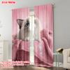 2pcs   plane printing Curtain Fabric Cat Towel Print Theme Pattern_ Versatile 100% Polyester (without rod) Festive Ldeal for