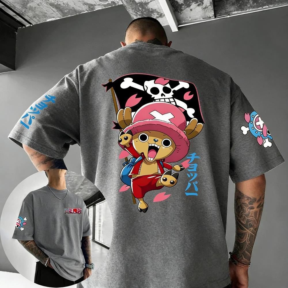 2026 New Unisex Cotton T-shirt ONE PIECE Tony Tony Chopper 2026 Summer Harajuku Anime Printed Large Loose Parent Short Sleeve