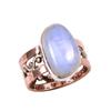 Natural Rainbow Moonstone Gemstone 925 Sterling Silver Two Tone Ring Size 6 r6B23