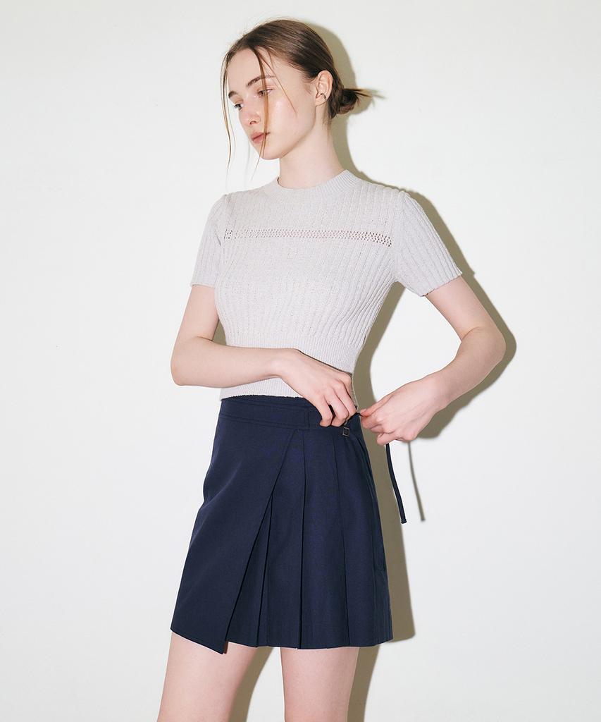 Artid Pleated Wrap Skirt_Navy