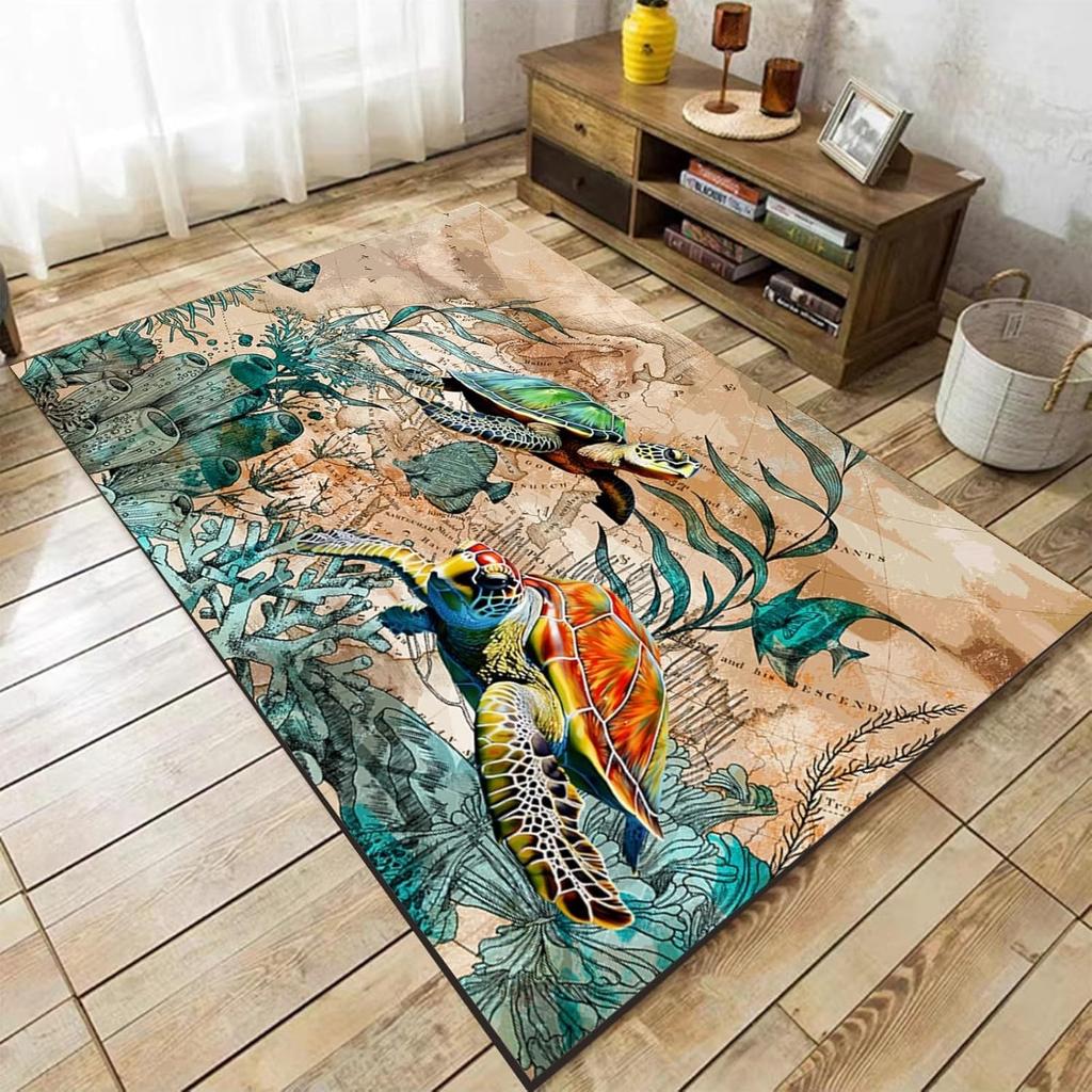 Vintage Nautische Teppiche Küsten-Teppiche Meeresabenteuer Segelboot und Schiff Anker Rad Kompass Bereichsteppich, für Wohnzimmer Schlafzimmer