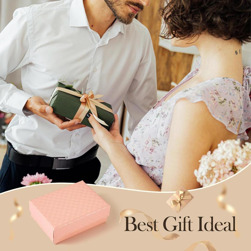 Cheriswelry 12 szt. Papierowe pudełko na prezent Boże Narodzenie Święto Dziękczynienia Urodziny Zaręczyny Pudełko na prezent Prostokątne etui na biżuterię 3,54"x2,76" na naszyjnik bransoletkę