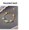 18K Gold Plated European-Style Turquoise Mesh Bracelet with Retro Design
