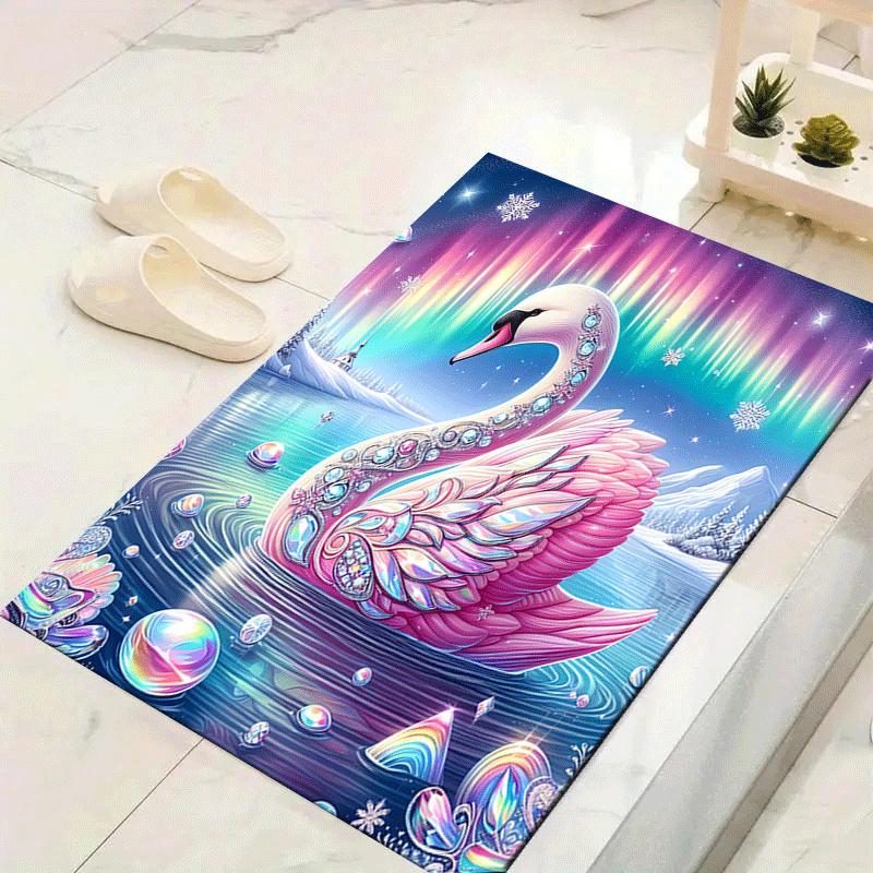 

1pc Aurora and graceful swans Print, Design Indoor Area Rug - Soft, Anti-Slip, and Durable Gaming Room Decor for Bedroom 60cm by 90cm