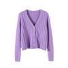 Women's Short Loose Long Sleeve V Neck Knit Sweater Thin Cardigan Outerwear Top for Spring Autumn