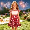 Mädchen Kleid mit Puffärmeln Unabhängigkeitstag Feiertagskleid Amerikanische Flagge gemustertes Skaterkleid Lässiges Sommeroutfit für Kinder