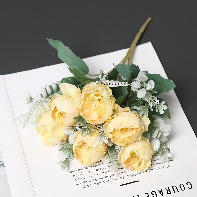 Elegant 6-Head Peony Silk Artificial Flowers for Home Decor and Photography