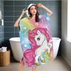 Kapuzenbademantel Einhorn-Print Mikrofaser Schnelltrocknend Saugfähig Strandmantel Umkleidemantel Badeanzug-Abdeckung für Kinder Erwachsene Schwimmen