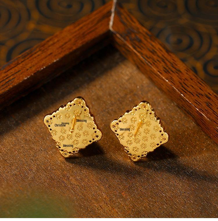 Vintage Style Italian Buratti Colored Gem Stud Earrings