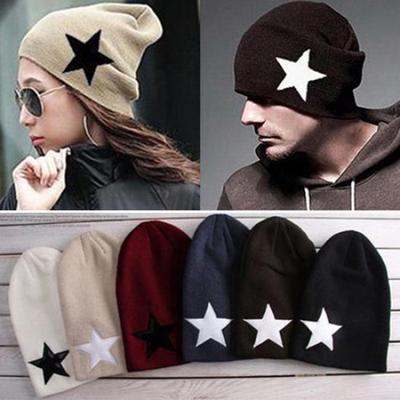 Cool unisex donna uomo pentacolo stella caldo berretto da sci con teschio hip-hop lavorato a maglia