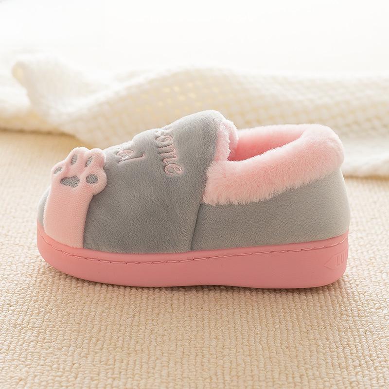 Children's Cartoon Cotton Slippers – Warm Indoor Shoes for Boys and Girls, with Heels for Autumn and Winter