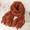 Winter Women Cotton Scarf Solid Color Pleated Long Scarf Vintage Unisex Scarf Warm Neck Warmer Retro Inspired Scarves 180x90cm